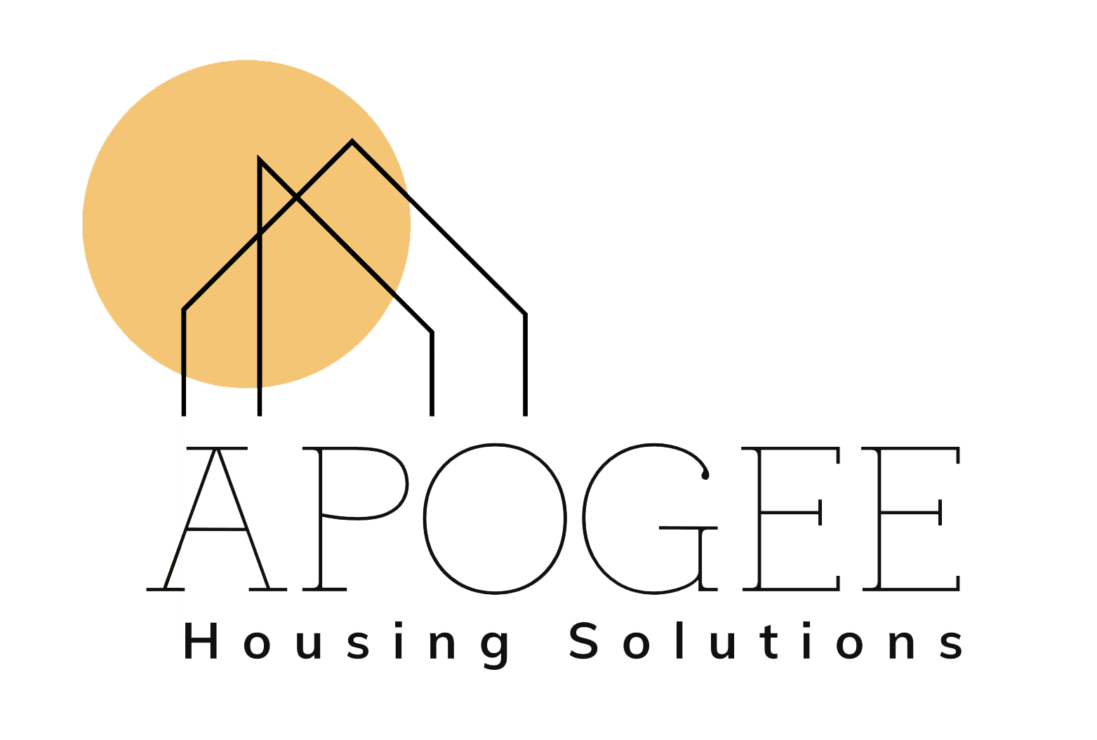 Logo of Apogee Housing Solutions with a stylized house and sun.