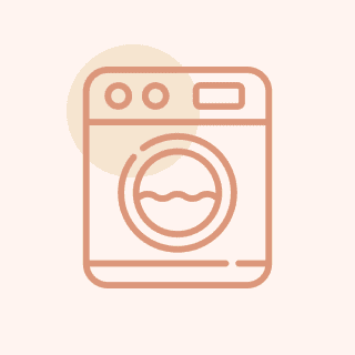 Line art of a washing machine icon.